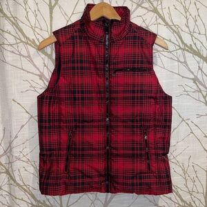 Ralph Lauren Buffalo Plaid Puffer Vest Red & Black SZ M